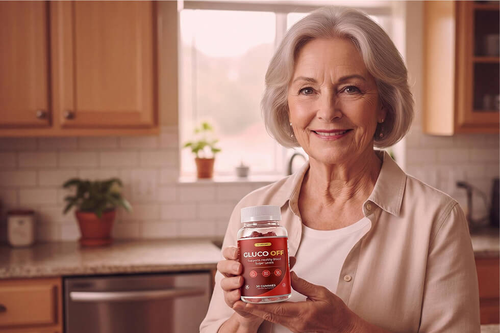Woman holding Gluco OFF